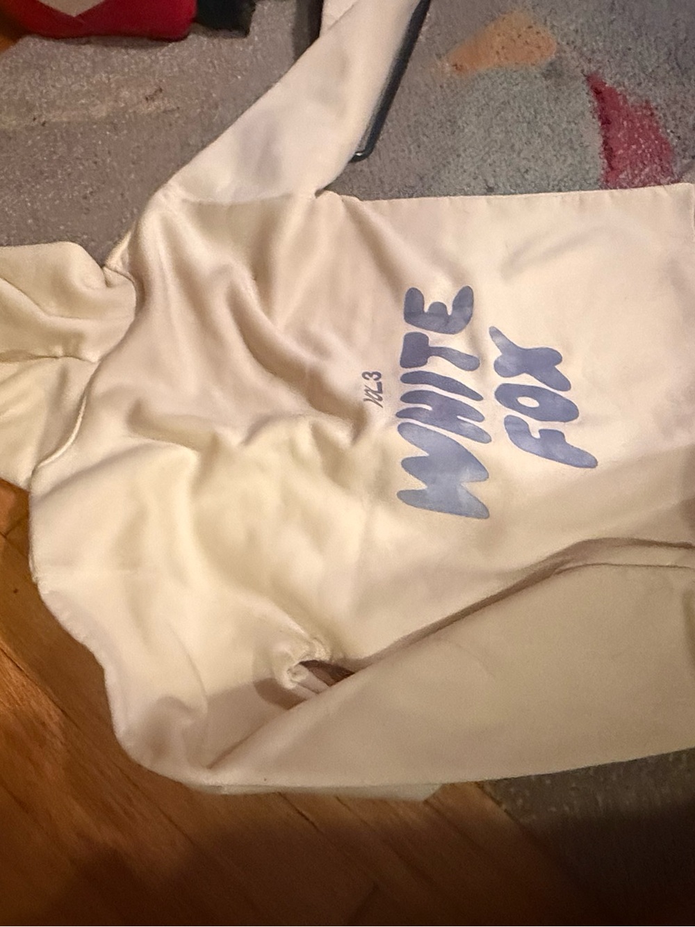 White Fox Boutique Cream Hoodie with Blue Logo - Picture 8 of 9